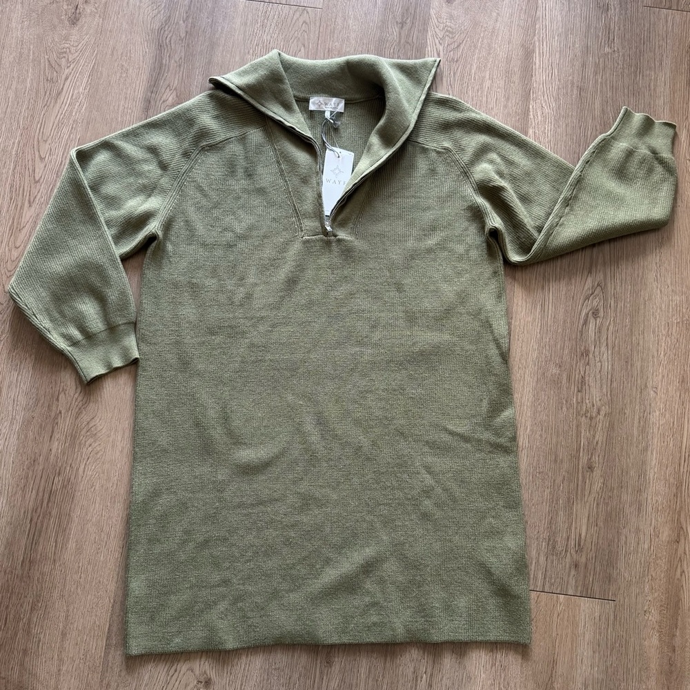 Wayf Green Zip Up Dress with Classic Appeal